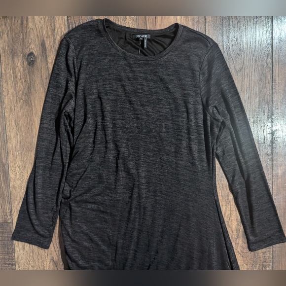 Nic+Zoe Maxi Angled Heathered Gray Dress w/ Ruching & Long Sleeves Size XL NWT! - Picture 2 of 16
